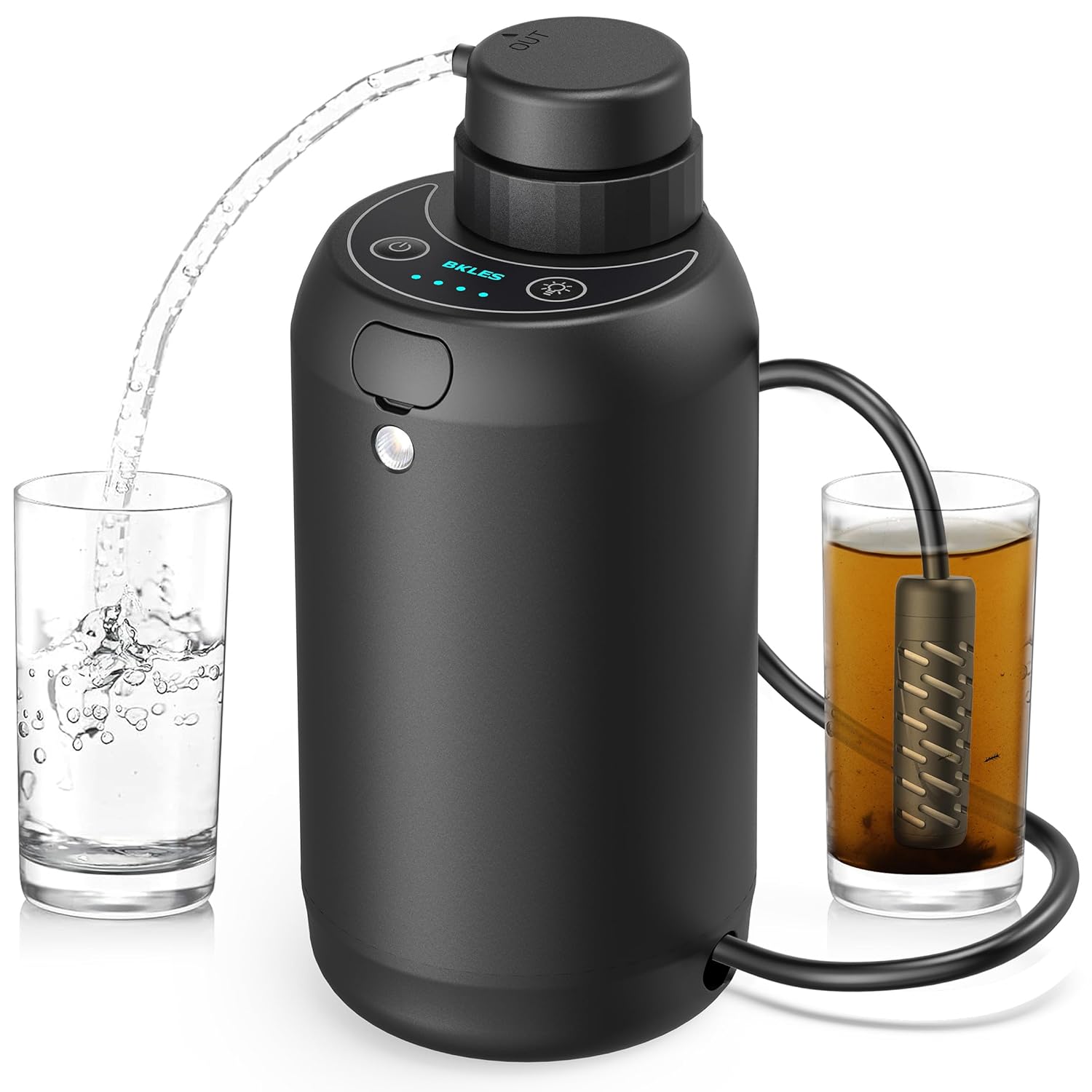 Electric Portable Water Filter - 0.01 Micron 5-Stage Water Purifier with Emergency Lighting