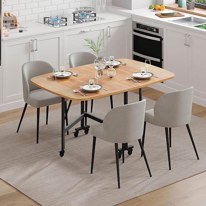 💥Limited Time Flash Sale💥Multifunctional Folding Dining Table - 47 Inch Solid Wood Foldable Kitchen Dining Table