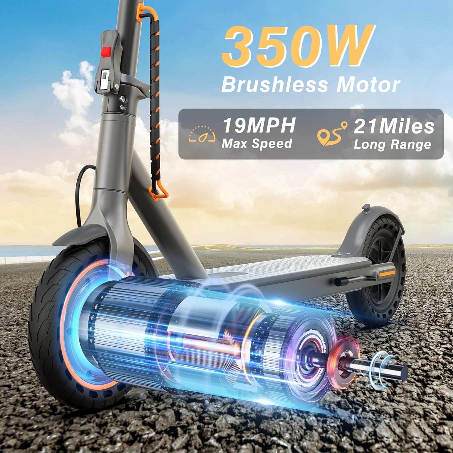 🔥[Today's limited time offer! ]WERHY Electric Scooter, 350W/500W Motor, Top Speed 19/22 mph, Max 16/23/28Miles Ranges, Foldable E Scooter for Adults