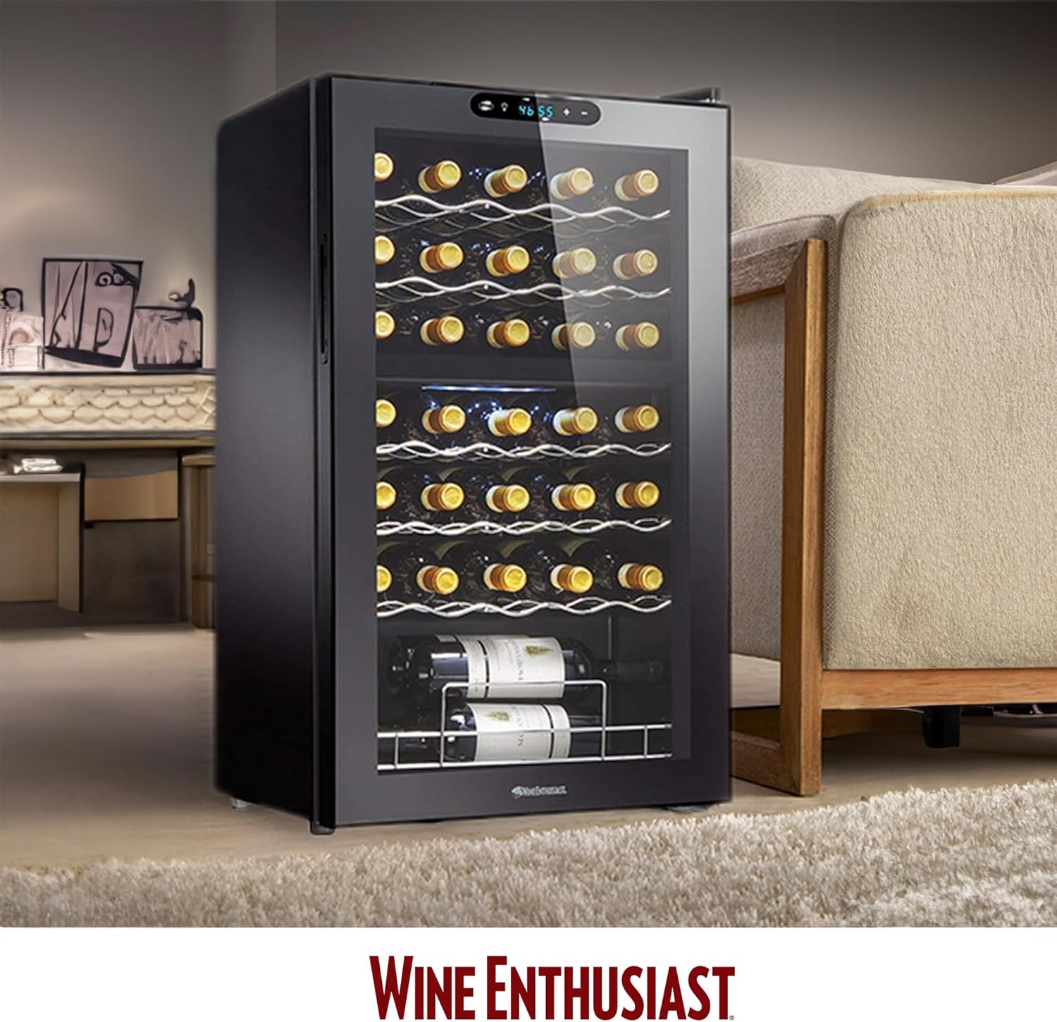 Wine Enthusiast 18 Bottle, 32 Bottle, Dual Zone MAX Compressor Wine Cooler