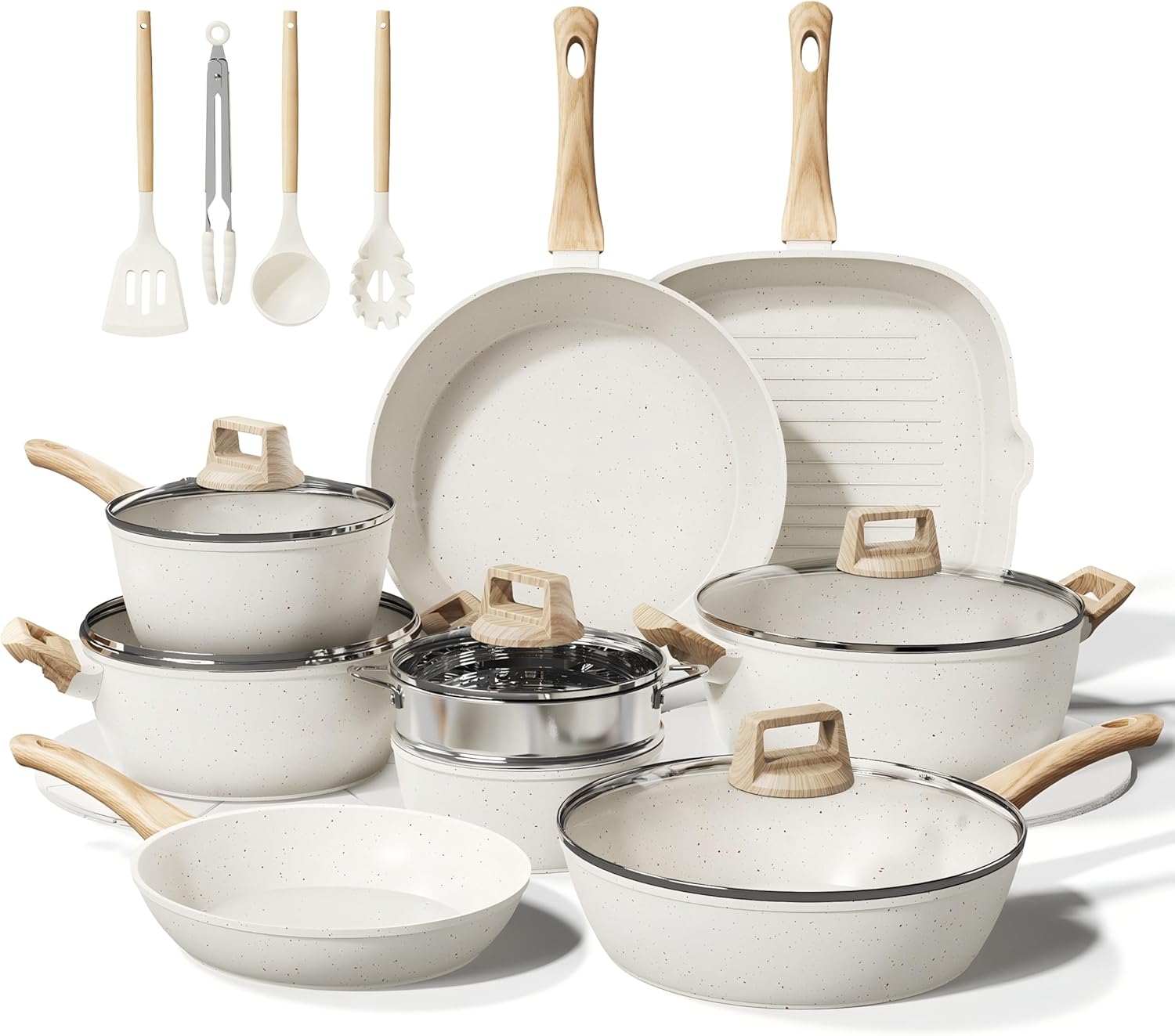 24-piece pot set, non-stick ceramic cookware set
