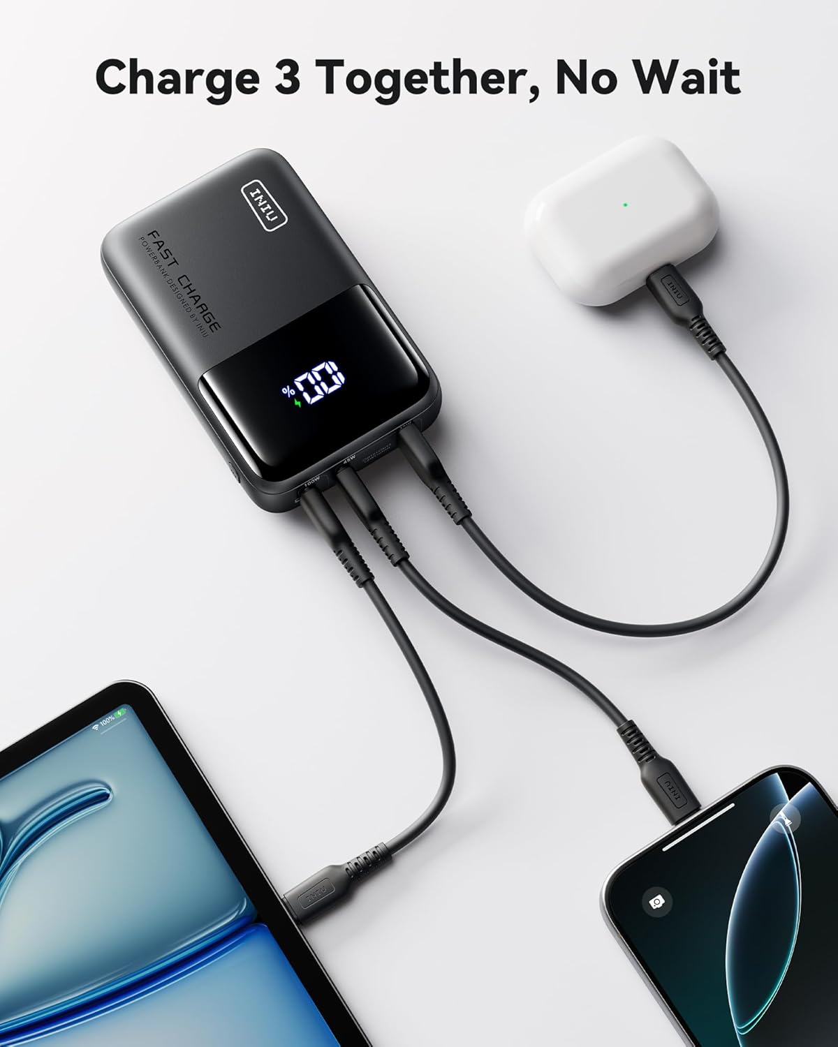 (Buy 1 Get 1 Free) INIU 100W Power Bank, Mini Size 25000mAh High Capacity Portable Charging Pack