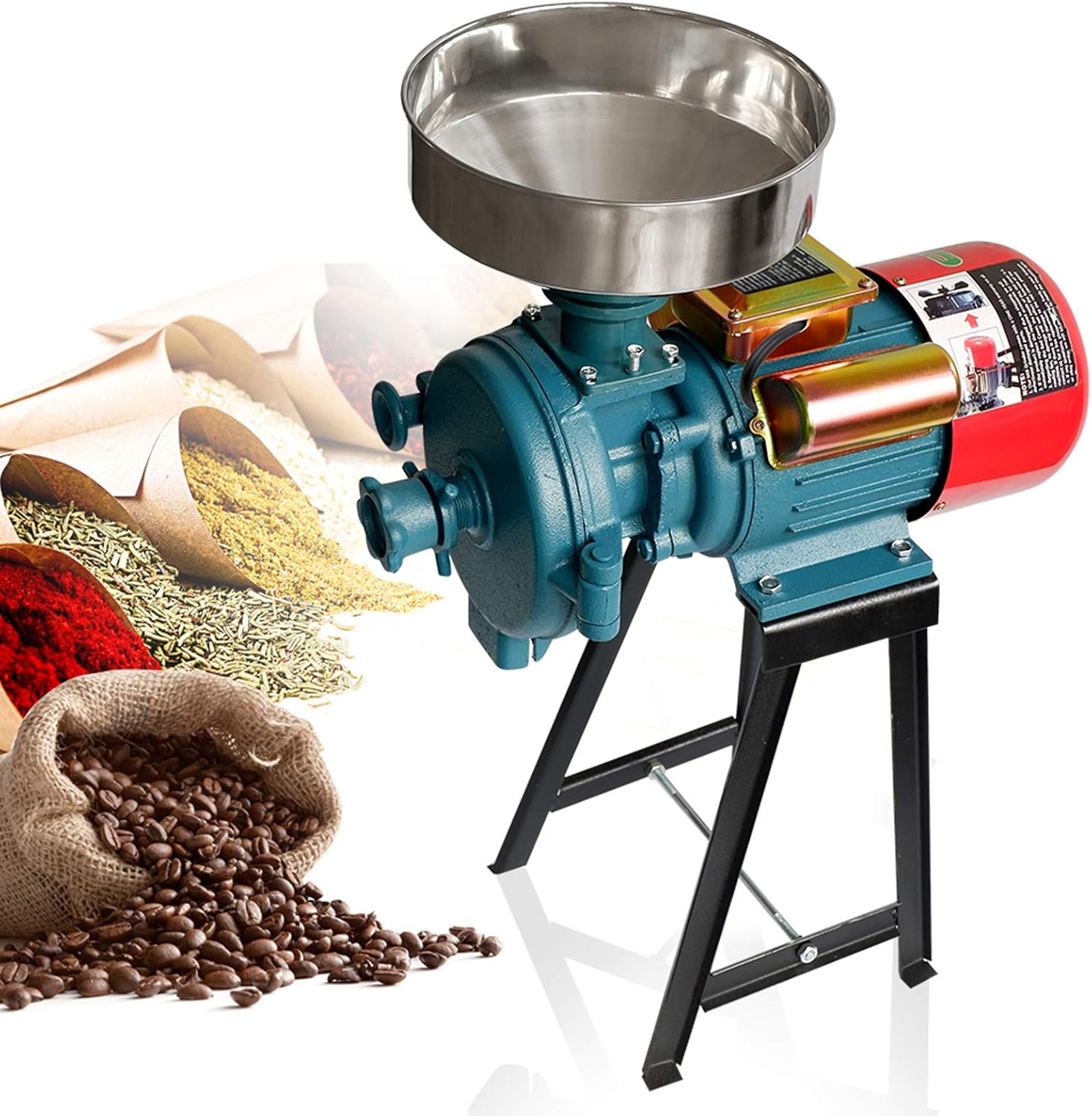 (Buy 1 Get 1 Free)NAIZEA NAIZEA Electric Grain Mill Corn Grinder, 3000W 110V Commercial Flour Machine with Hopper, Corn, Wheat, Rice, Cereal Feed Grinder, Electric Corn Mill (Dry Mill)