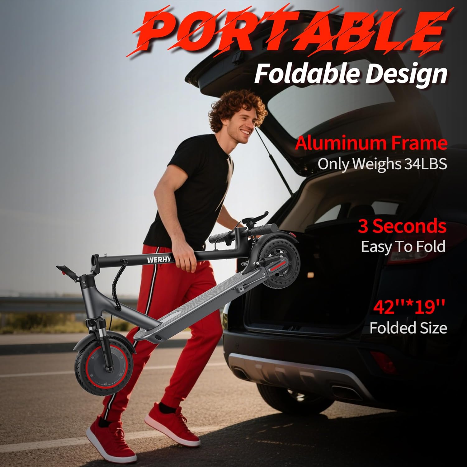 🔥[Today's limited time offer! ]WERHY Electric Scooter, 350W/500W Motor, Top Speed 19/22 mph, Max 16/23/28Miles Ranges, Foldable E Scooter for Adults