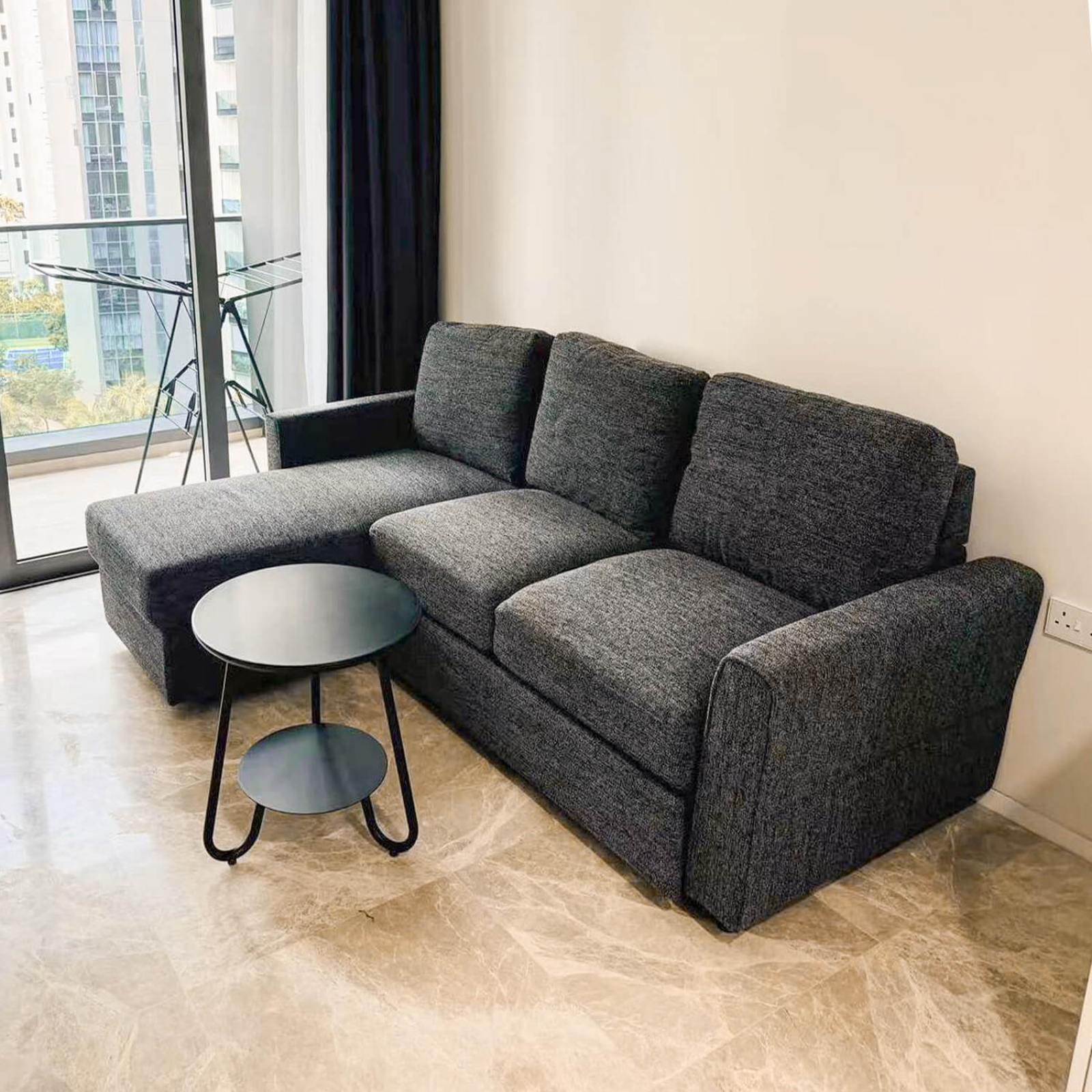 Leonard 3-Seater L-Shaped Sofa / Sofabed (Storage) - Repellent Fabric - Beige