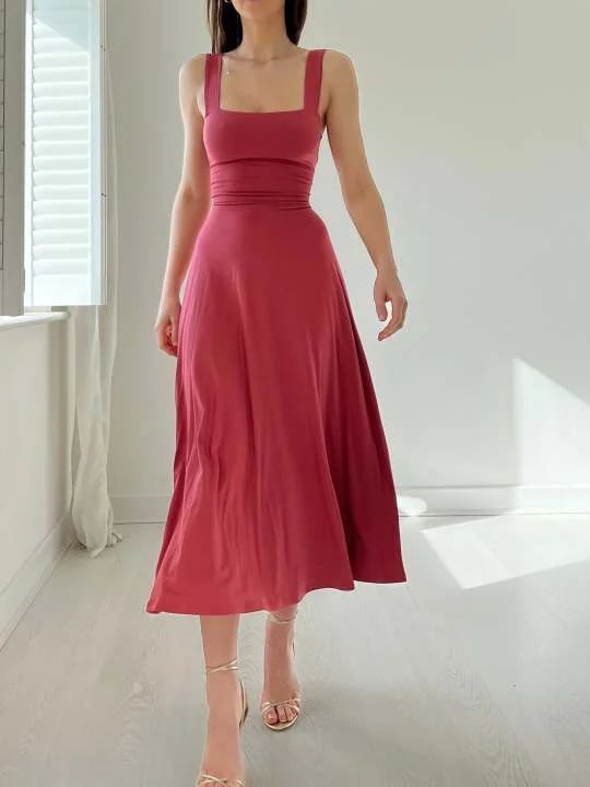 Audrey Reversible Midi Dress in Organic Bamboo with Pockets 