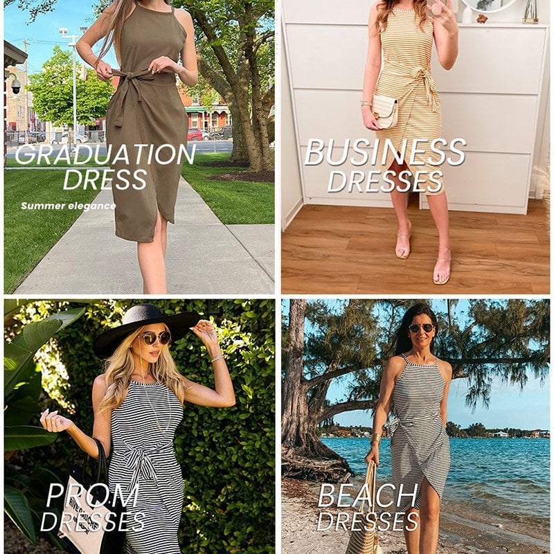 ??2023 Hot Sale ??Casual Sleeveless Striped Midi Dresses(49% OFF??) 