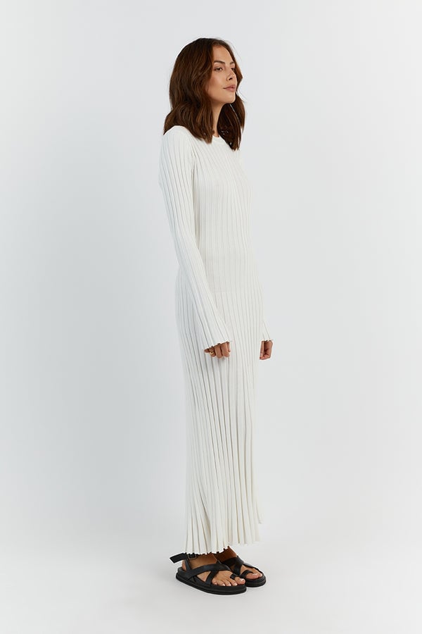 Long Sleeved Knit Midi Dress 