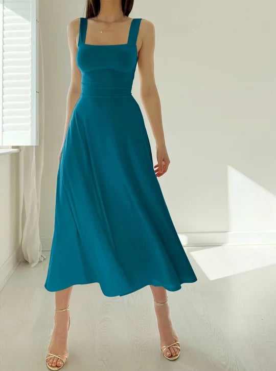 Audrey Reversible Midi Dress in Organic Bamboo with Pockets 