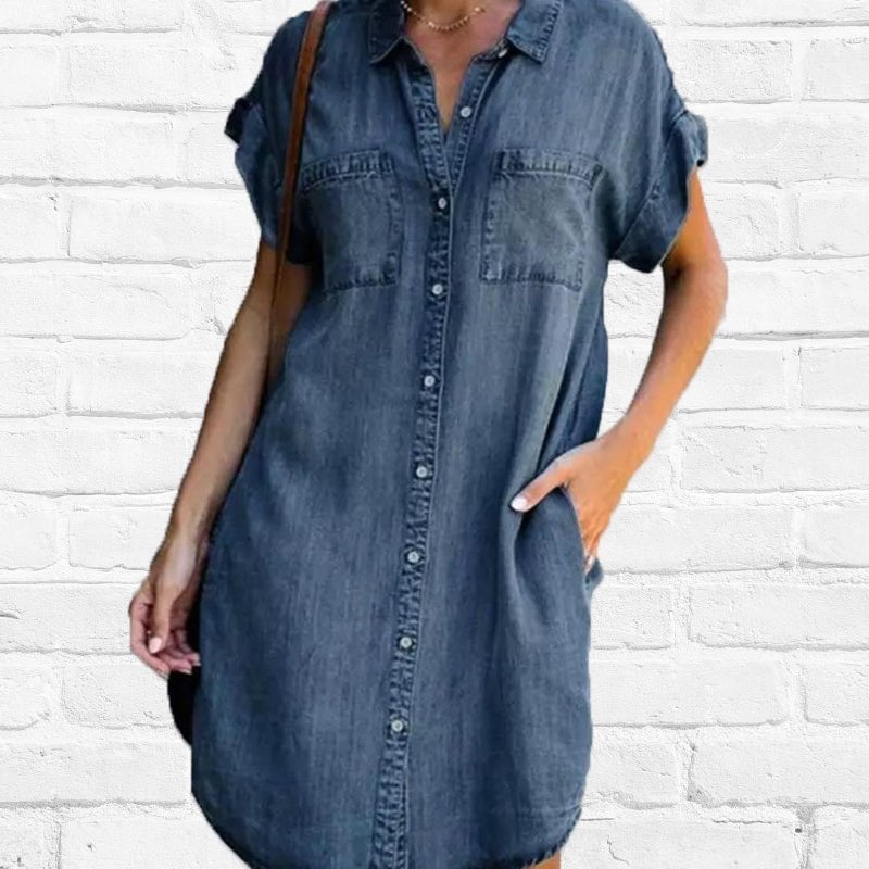 Casual Denim Short Sleeve Dress 