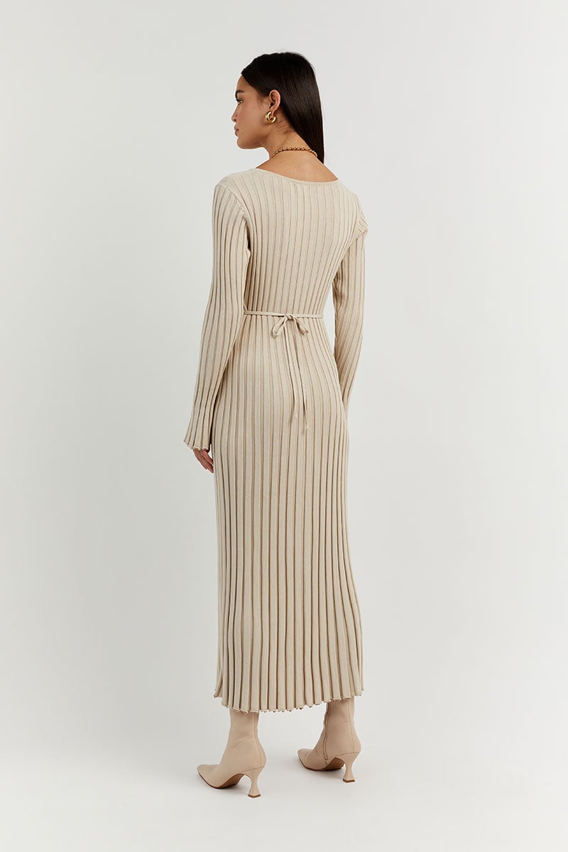Long Sleeved Knit Midi Dress 