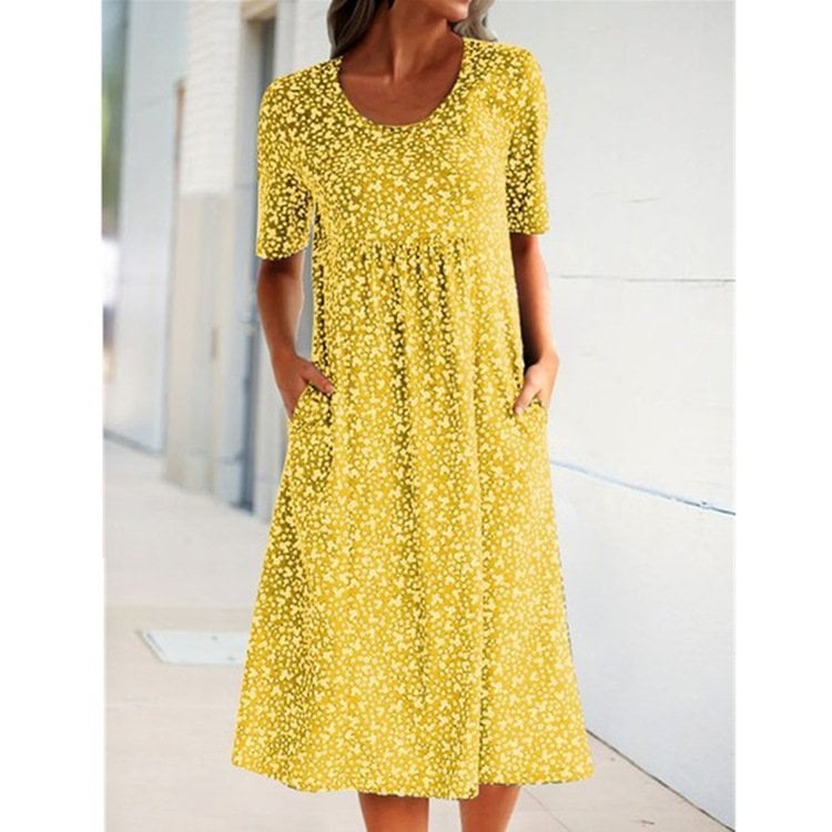 2022 Floral Crewneck Resort Midi Dress 
