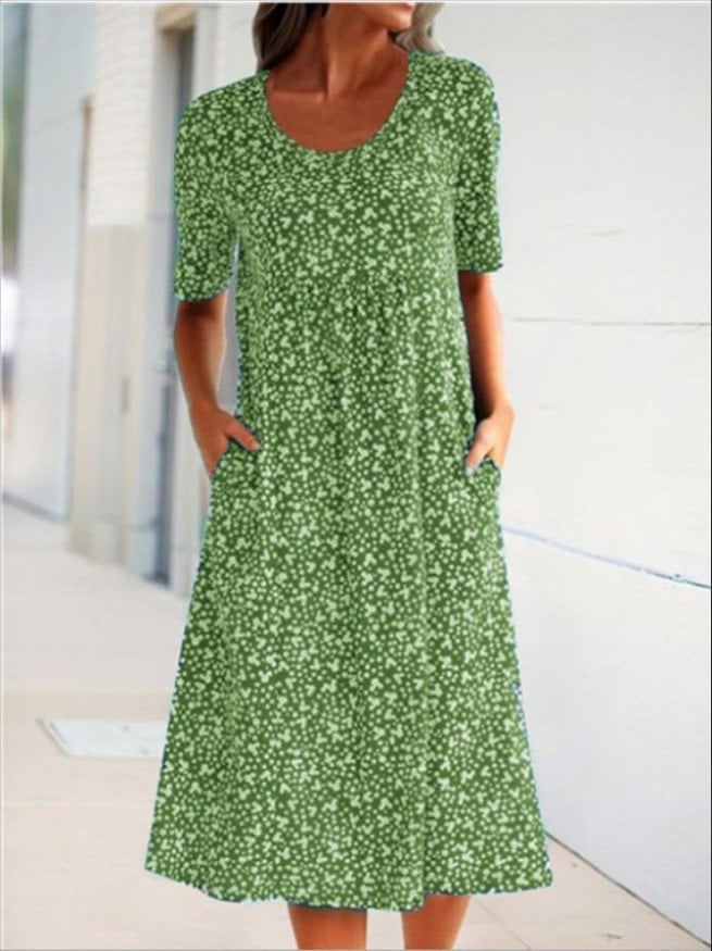 2022 Floral Crewneck Resort Midi Dress 