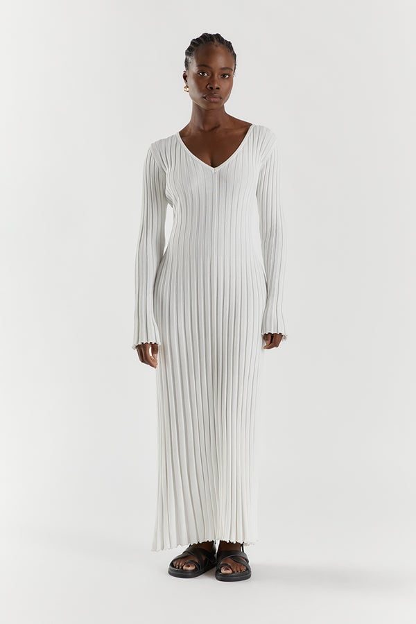Long Sleeved Knit Midi Dress 