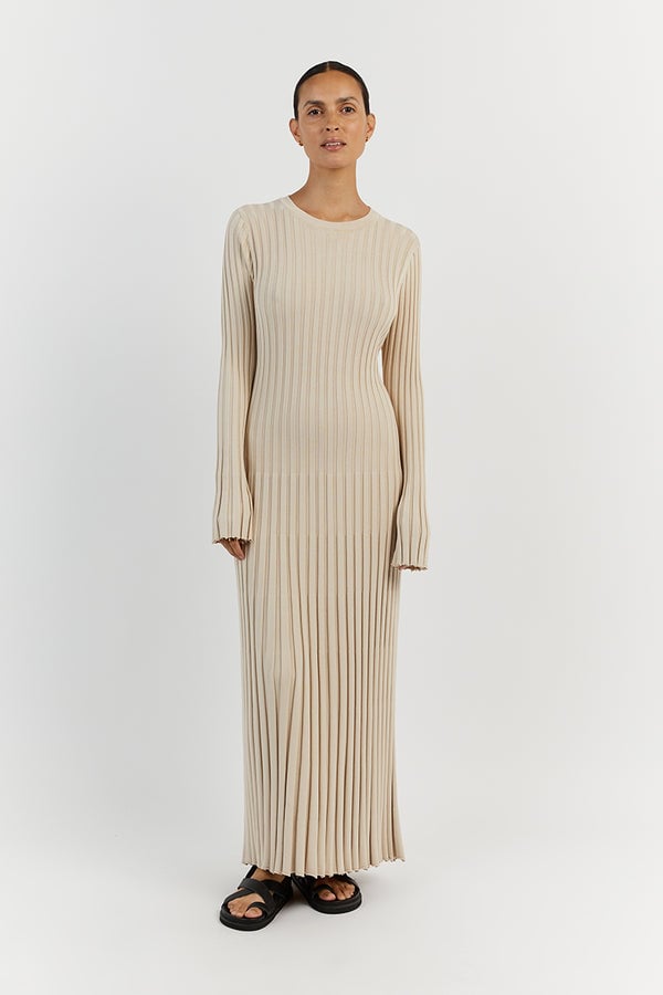 Long Sleeved Knit Midi Dress 