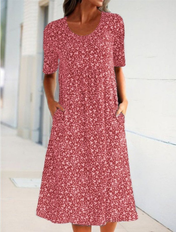 2022 Floral Crewneck Resort Midi Dress 