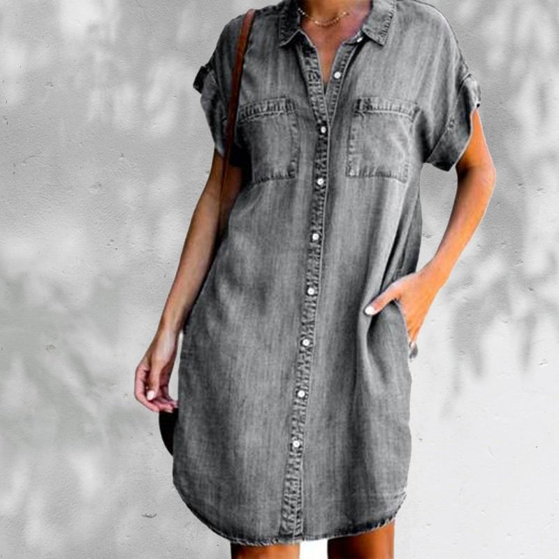 Casual Denim Short Sleeve Dress 