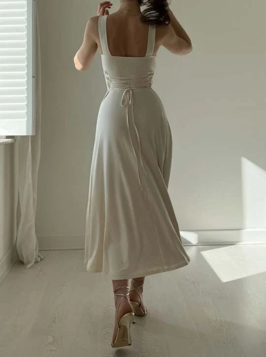 Audrey Reversible Midi Dress in Organic Bamboo with Pockets 