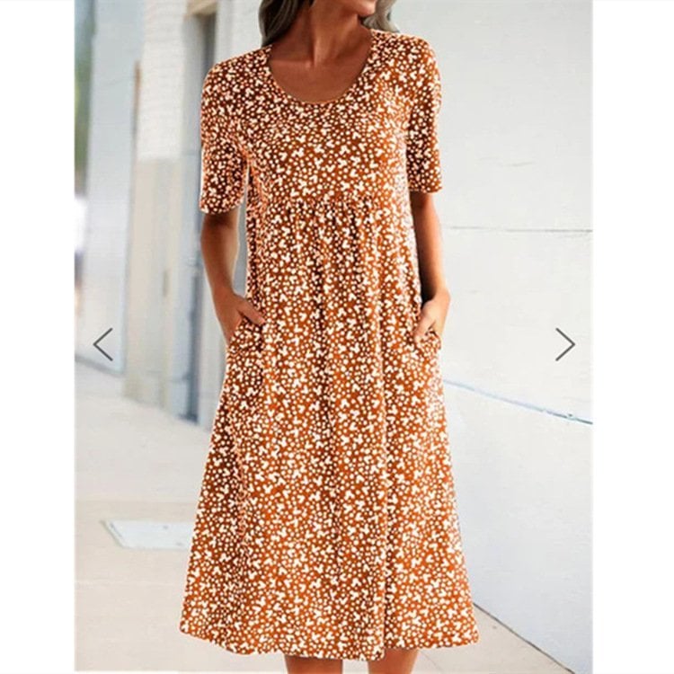 2022 Floral Crewneck Resort Midi Dress 