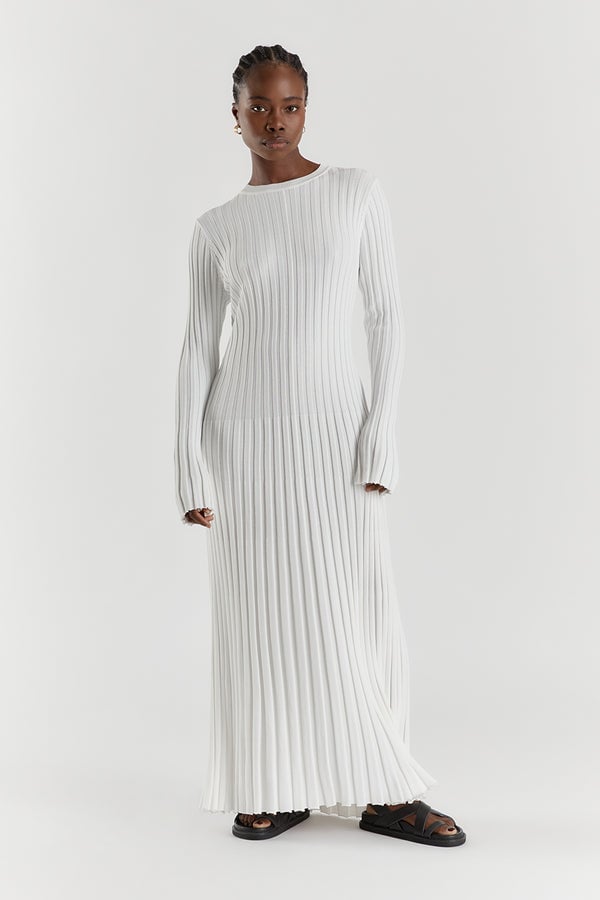 Long Sleeved Knit Midi Dress 