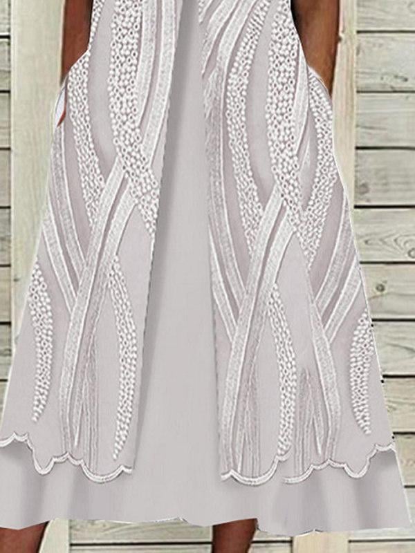 V-neck Printed Loose Short Sleeve Chic Dress 