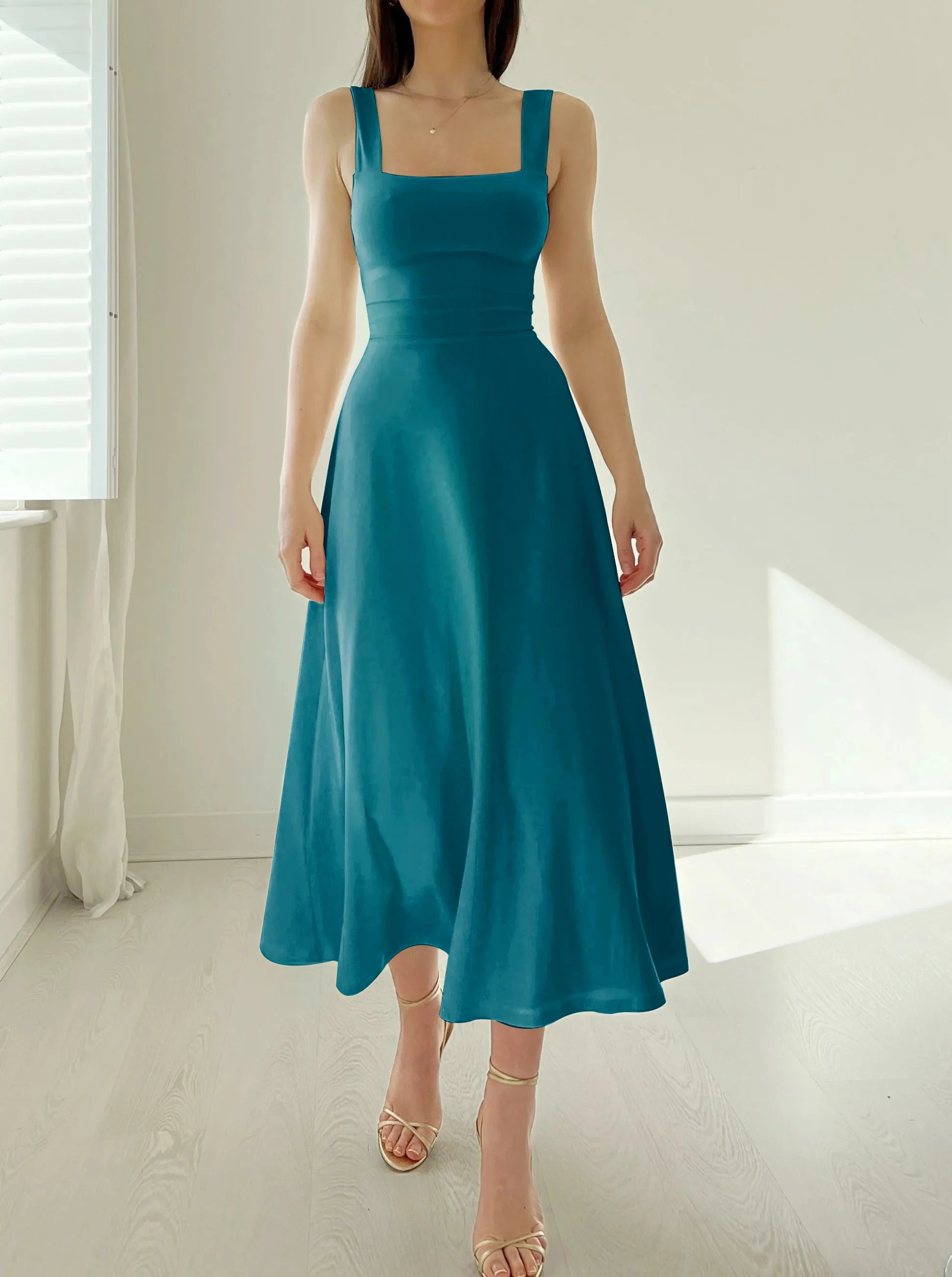 Audrey Reversible Midi Dress in Organic Bamboo with Pockets 