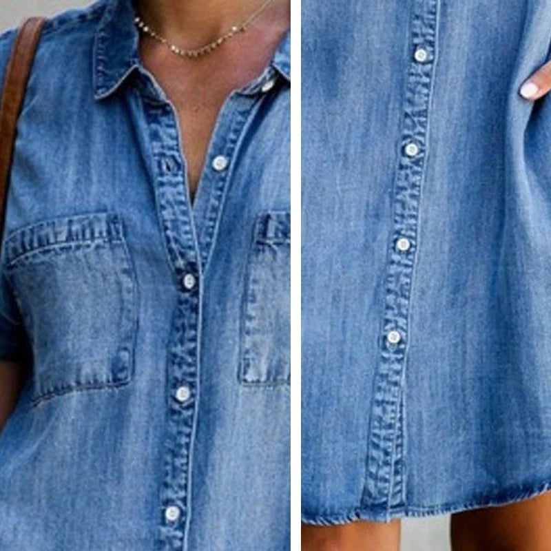 Casual Denim Short Sleeve Dress 