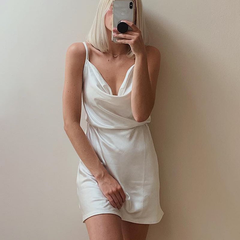 Slip-Strap Satin Waist Mini Dress  ??Buy One & Get One 47% OFF ?? 