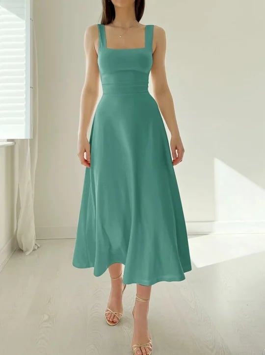 Audrey Reversible Midi Dress in Organic Bamboo with Pockets 