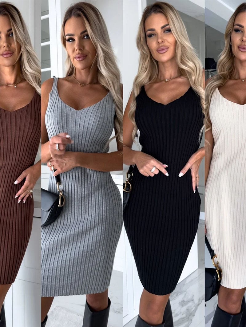 ??Knitted Sweater and Cami Dress Set 