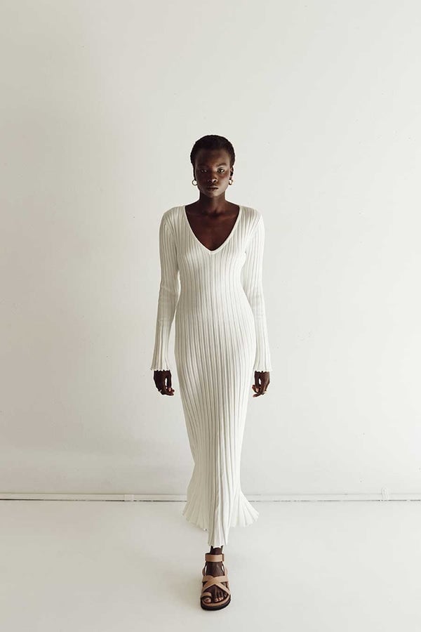 Long Sleeved Knit Midi Dress 