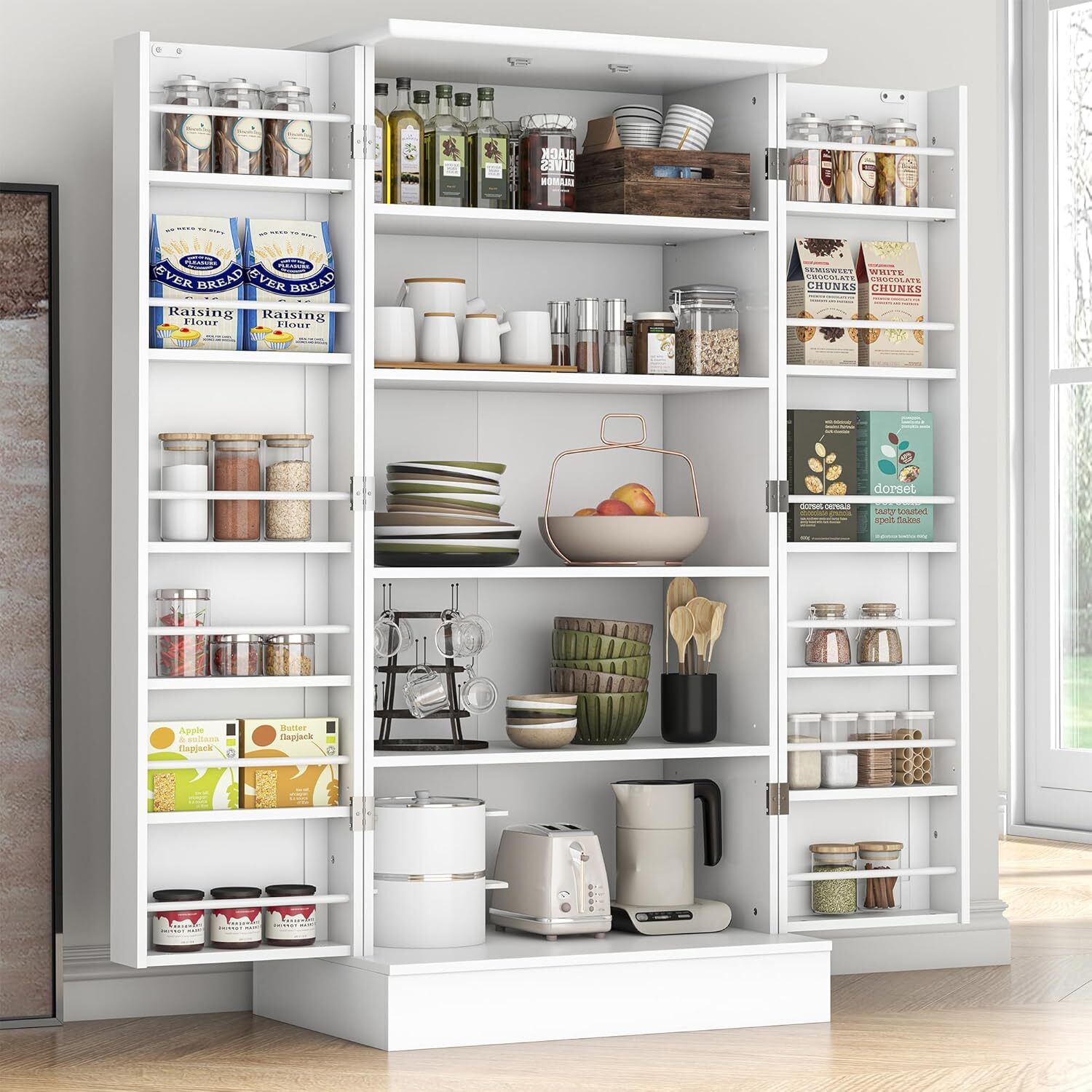 🔥HOT SALE🔥 47” Kitchen Pantry Cabinet with LED