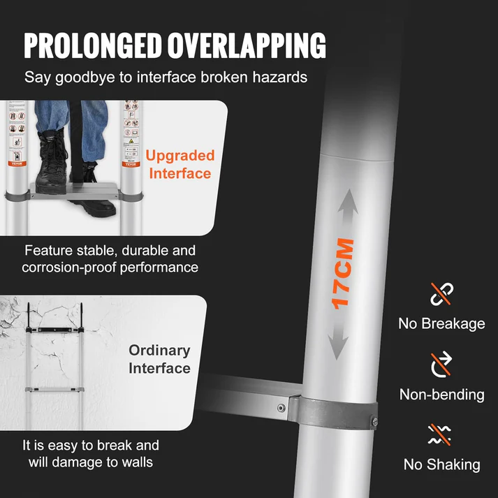 Telescoping Ladder - Max 18.5 FT (5.6 meters) & 400 lbs (181 kg)