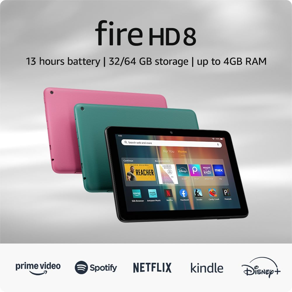 🔥New Amazon Fire HD 8 tablet, 8” HD Display, 3GB memory, 32GB, designed for portable entertainment, Black, (2024 release)🔥