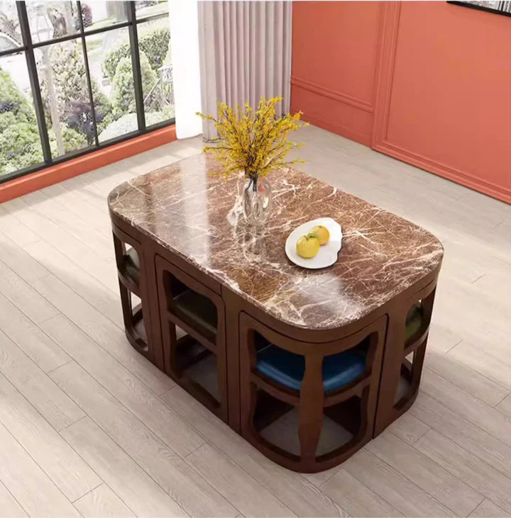 Solid Wood Nesting Modern Space-Saving Dining Table & Chair Set