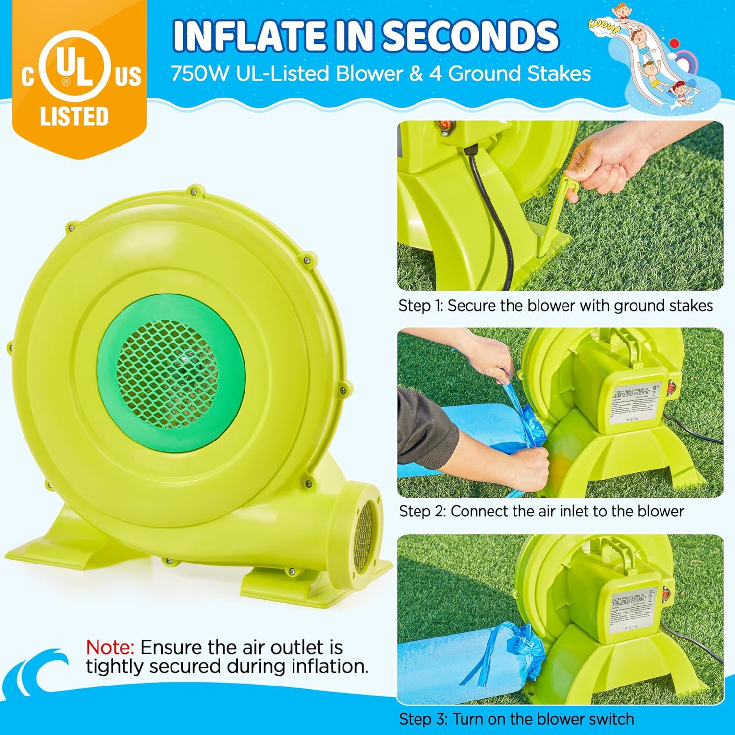 Large Inflatable Water Slide with Soccer Field, 17x16.4FT Blow up Bounce House for Kids Party Outdoor Backyard, Climbing, 750W Air Blower, Splash Pool