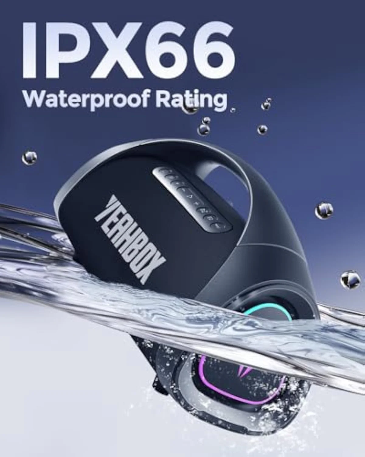 Large Bluetooth Speaker Loud, Massive Bass, IPX66 Waterproof Party Portable Speaker with Subwoofer/EQ/Fast Charge, Outdoor Wireless Speakers
