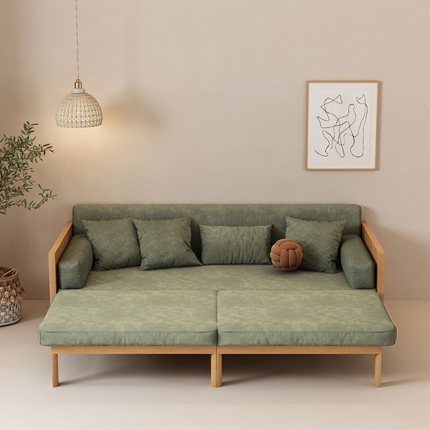 Janpandi Pull Out Multifunction Solid Wood Frame Sofa Bed