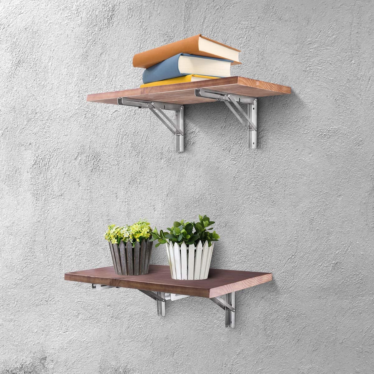 Limited time sale -Heavy Duty Stainless Steel Collapsible Bracket for DIY Space Saving Wall Mounted Work Bench Pack of 2