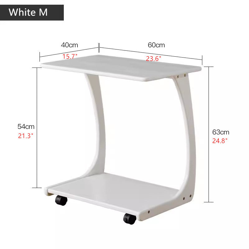 Limited time sale -Solid Wood C-Shaped End Table with Rolling Wheels