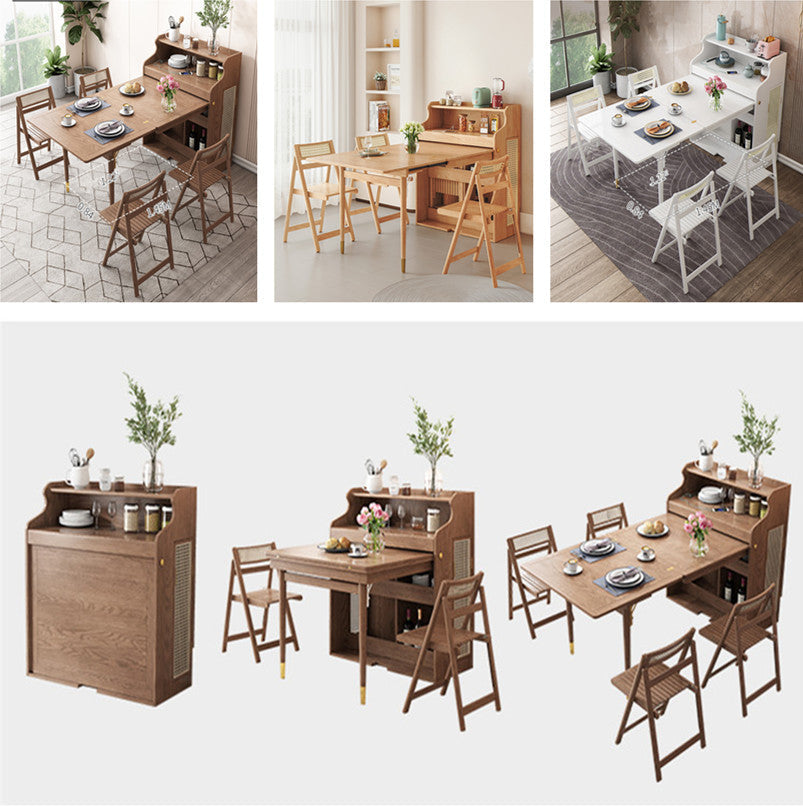 Upgraded Space Saving Folding Multifunctional Dining Table With 4 Folding Chairs