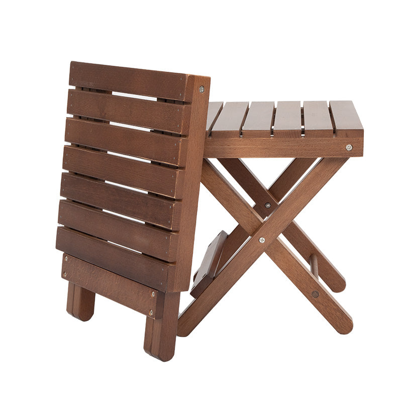 Outdoor Camping Folding Solid Wood Table With 4 Folding Chairs Set