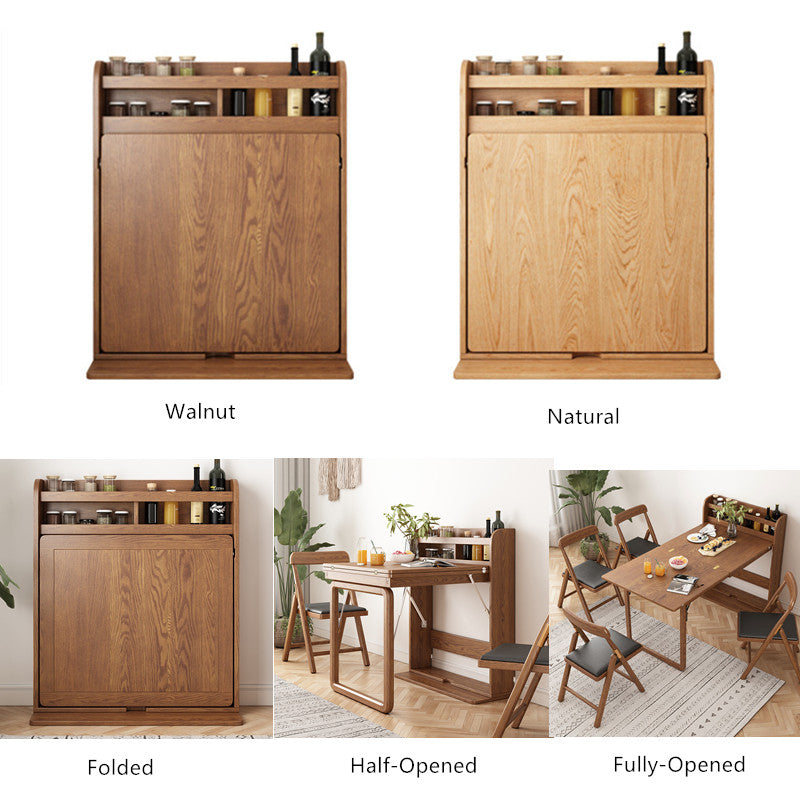 Solid Wood Folding Multifunctional Dining Table for Small Apartments