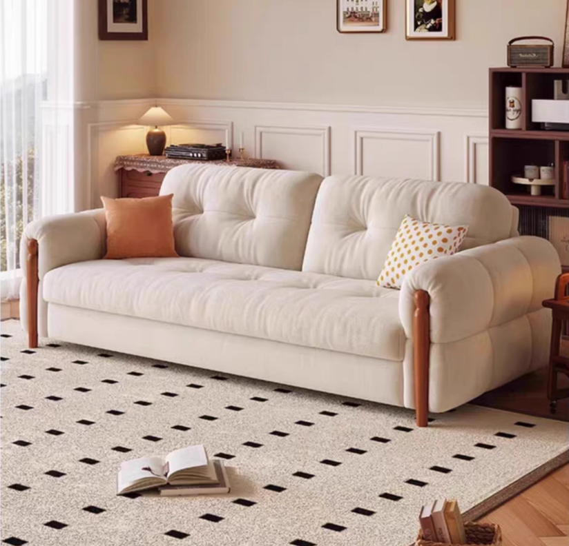 Anti-scratch Flannel Fabric Sofa Bed with Underneath Storage