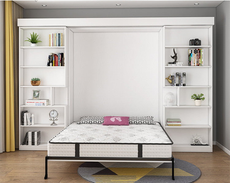 Murphy Bed with Bookshelf and Wardrobe and Foldable Desk