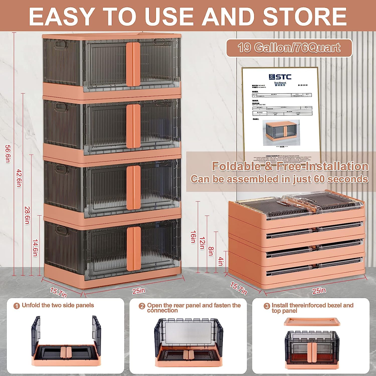 Limited time sale -Stackable and Collapsible Storage Bins with Lids and Doors