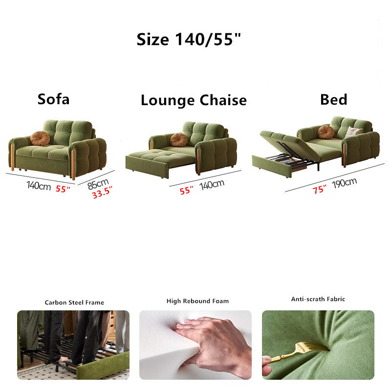 Anti-scratch Flannel Fabric Sofa Bed with Underneath Storage