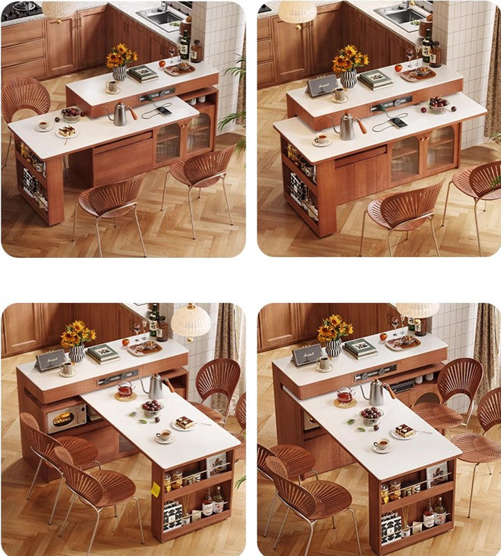 Sintered Stone Kitchen Island with 180 Degree Rotating Table