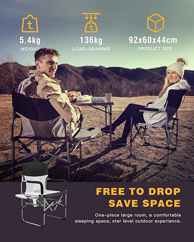 Limited time sale -Heavy Duty Compact Camping Folding Mesh Chair with Side Table and Handle