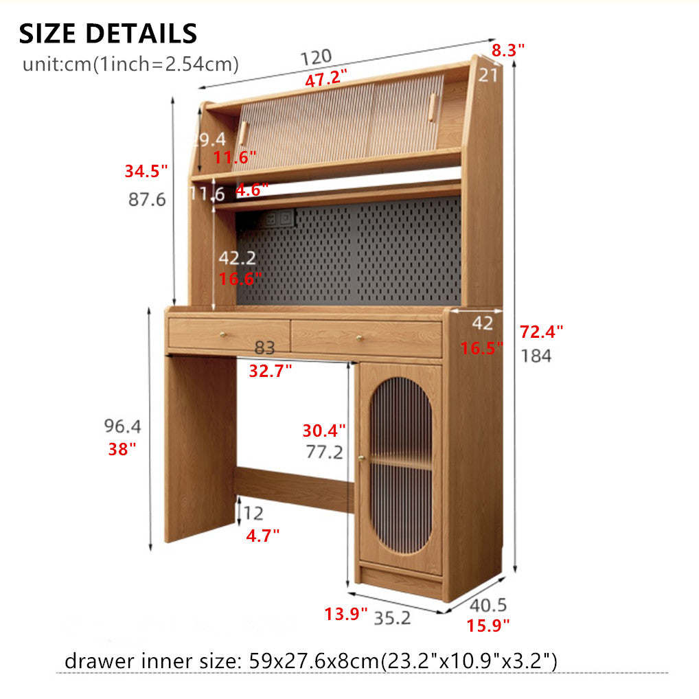 Kitchen Hutch Cabinet with Double Drop Leaf Dining Table and 4 Folding Chairs